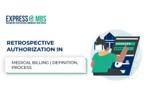 A person work on the tablet about the Retrospective Authorization in Medical Billing for verification.