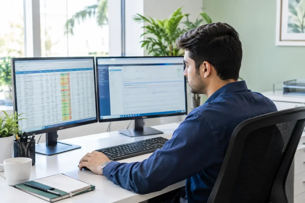 Florida small practice billing team reviewing accounts receivable report