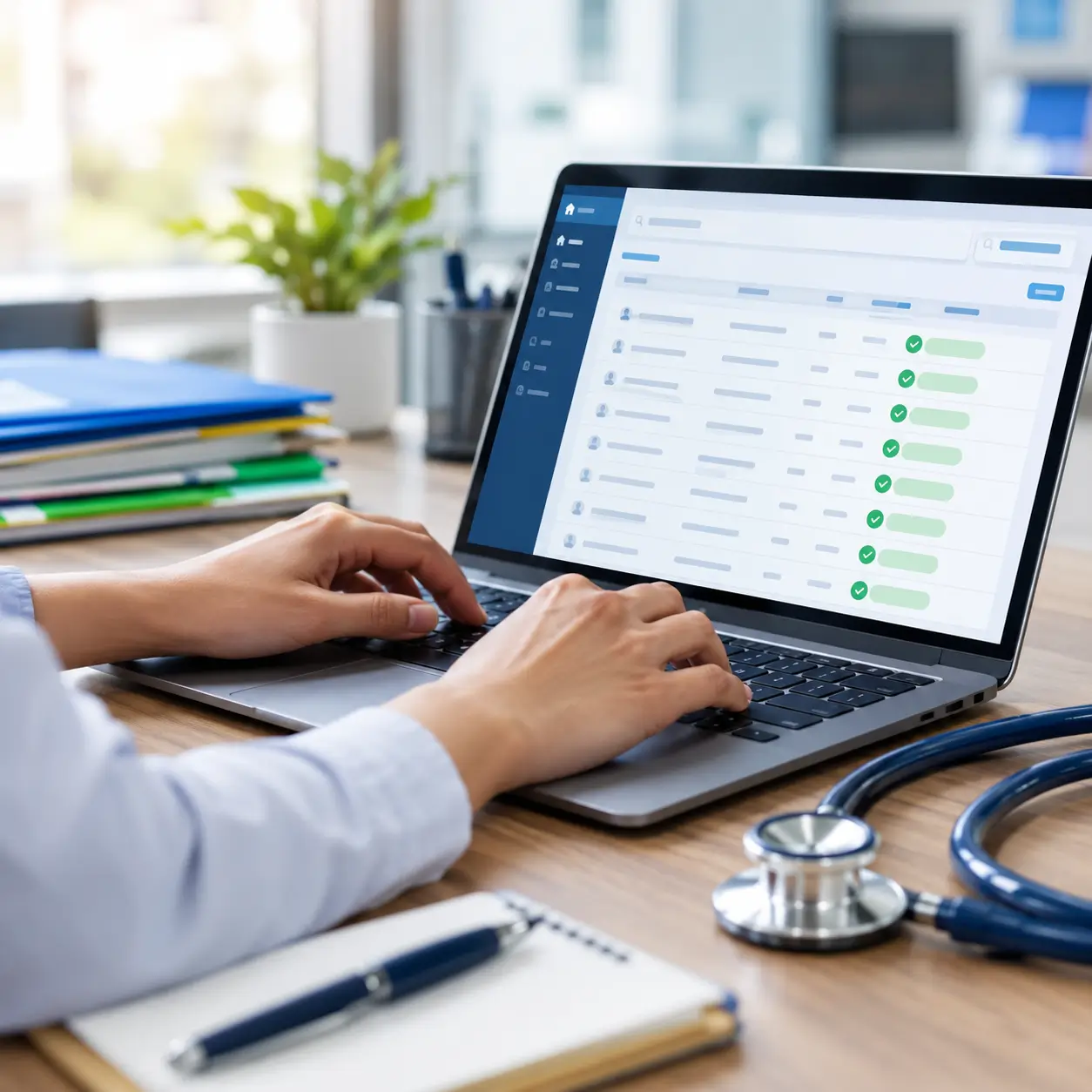 Revenue cycle management Florida billing specialist managing medical claims on laptop