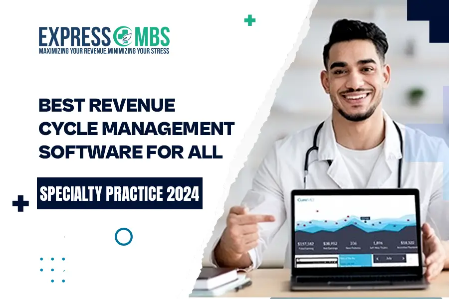 A preson show the Revenue Cycle Management software.